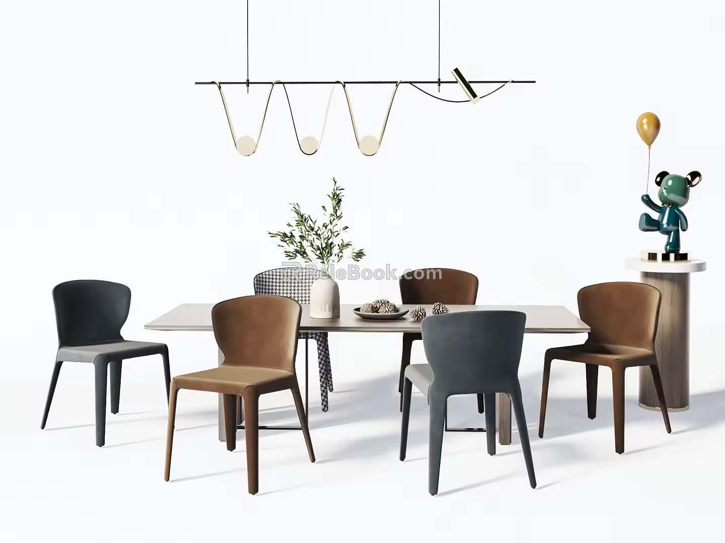 Quiet Dining Table and Chair Combination Dining Table and Chair 3d model
