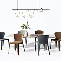 Quiet Dining Table and Chair Combination Dining Table and Chair 3d model