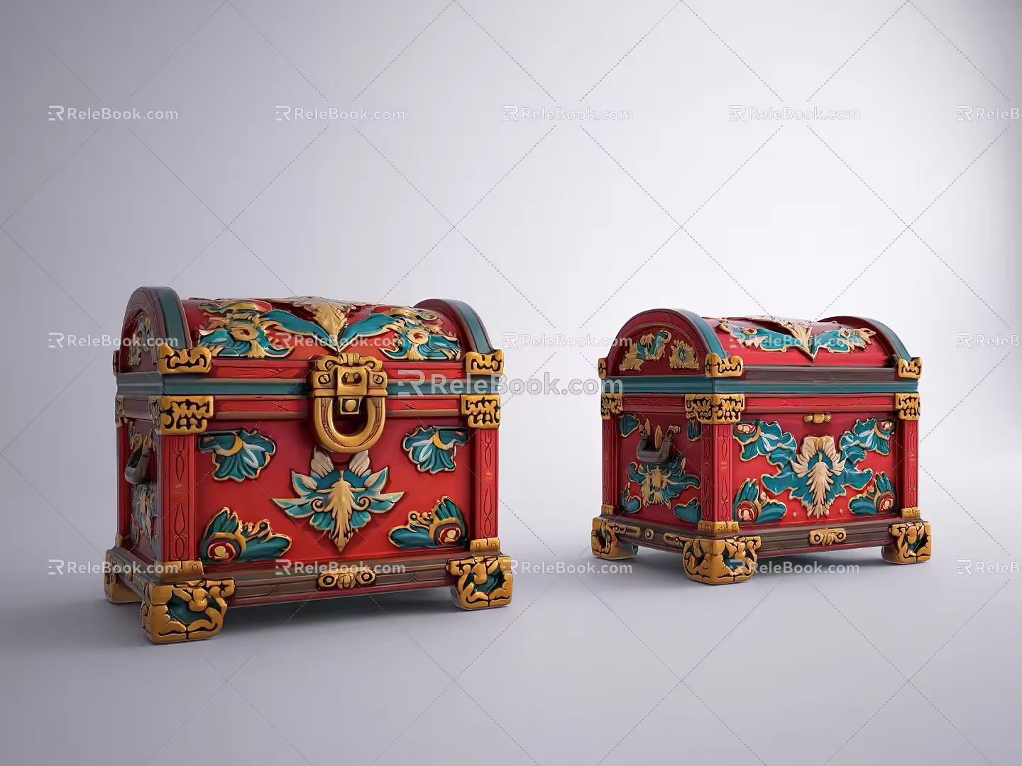 Chinese Style Retro Treasure Box Chinese Style Treasure Box Retro Jewelry Box Chinese Style Storage Box Wooden Treasure Box 3d model