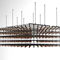 Contemporary Multi layer Geometric Chandelier With Metal Grid Structure And Suspended LED Lights