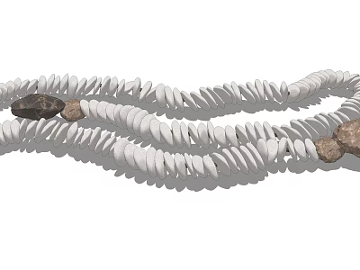 White Spiral Wooden Structure Decorated with Dark Stone Elements in Natural Design 3d model