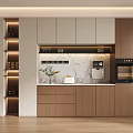 Modern Wine Cabinet Interior Design In Kitchen With Marble Countertop And Wooden Flooring