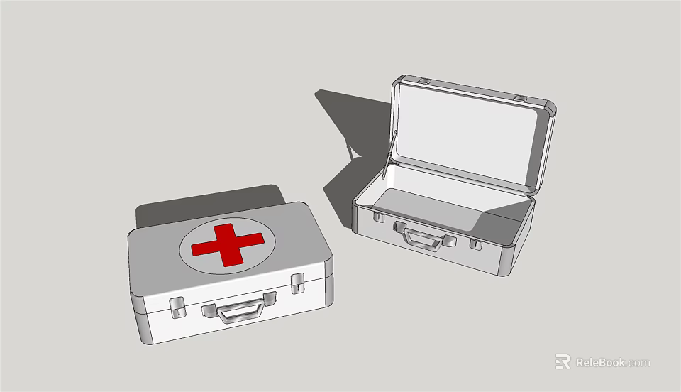 Medical First Aid Kit With Red Cross Symbol And Metal Case Design 3d model 