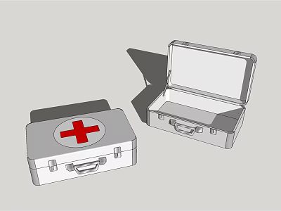 Medical First Aid Kit With Red Cross Symbol And Metal Case Design 3d model