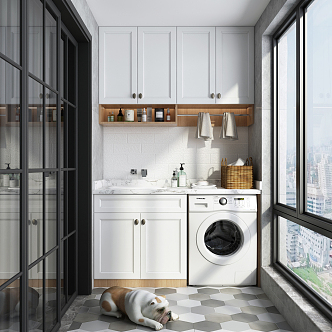 Modern Washing Machine Cabinet Balcony Laundry 3d model