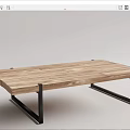 Modern Minimalist Tea Table With Solid Wooden Tabletop And Black Metal Legs Design