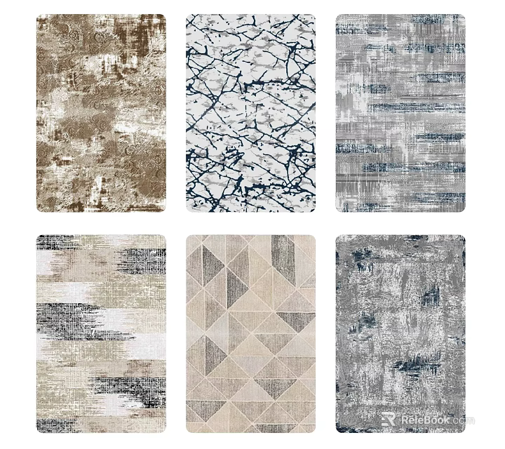 Square Rugs Featuring Various Abstract Geometric Patterns Neutral Modern Tones For Home Decor 3d model