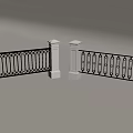 Black Decorative Iron Railing With White Posts And Elegant Ornamental Patterns 3d model