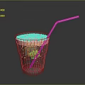 Beverage In Glass With Pink Foam Deep Red Liquid And Black Straw Against Dark Background