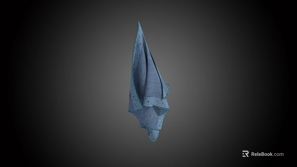 Blue Folded Towel with Stylish Patterns and Soft Texture for Daily Use 3d model 