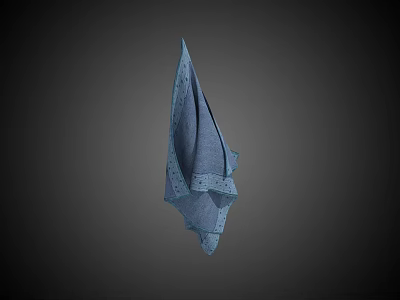 Blue Folded Towel with Stylish Patterns and Soft Texture for Daily Use 3d model