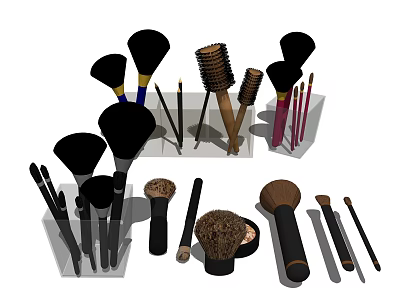 Assorted Cosmetic Makeup Brushes With Different Sizes Shapes And Soft Bristles For Beauty 3d model