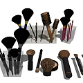 Assorted Cosmetic Makeup Brushes With Different Sizes Shapes And Soft Bristles For Beauty