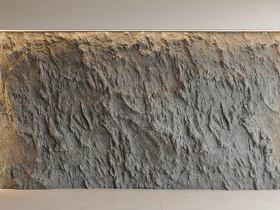 Rough Textured Gray Stone Background Wall With Modern Three Dimensional Design 3d model