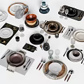 Modern Minimalist Dinnerware Set With Ceramic Plates Bowls Glass Cups And Cutlery
