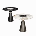 Modern Side Tables With Black And White Marble Tabletop And Metal Base 3d model