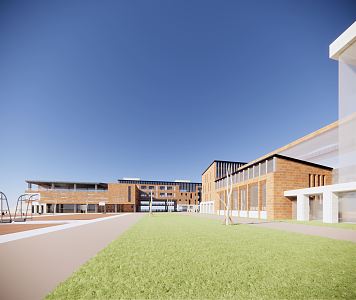 Modern School Resettlement Area Junior High School Red Brick 3d model