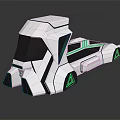 Futuristic Car Featuring Geometric Design Silver Body And Green Accents On Reflective Surface