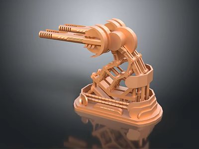 Copper Colored Mechanical Arm Model Featuring Intricate Robotic Structure And Stable Base 3d model