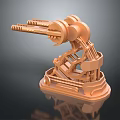 Copper Colored Mechanical Arm Model Featuring Intricate Robotic Structure And Stable Base