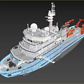 Research Ship On Ice With Lights And Cranes At Night