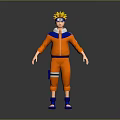 Anime Style Orange Costume Set With Blue Headband And Matching Shoes