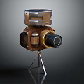 Vintage Style Digital Camera With Metal Wooden Structure And Tripod Stand