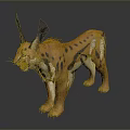 Caracal With Orange Fur Black Spots And Tufted Ears Standing On Dark Background