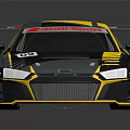 Gray And Yellow Race Car With Red Sport Logo Rear Wing And Number 18