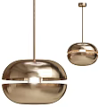 Modern Brass Chandeliers Minimalist Hanging With Round Spherical Design And Metallic Shine