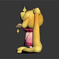 Cute Game Movie Character With Yellow Hair Twin Ponytails Pink Top Blue Skirt And Stars
