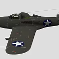 Olive Green Military Fighter Aircraft With Star Insignia On Wings And Propeller