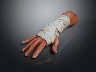 Human Hand And Wrist Wrapped In White Bandage For Medical Care Treatment 3d model