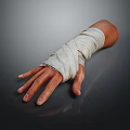 Human Hand And Wrist Wrapped In White Bandage For Medical Care Treatment