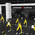Modern Fitness Gym Interior With Bright Lighting And Yellow Black Spin Bikes