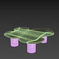 Modern Petal Shaped Coffee Table With Black Tabletop And Silver Legs