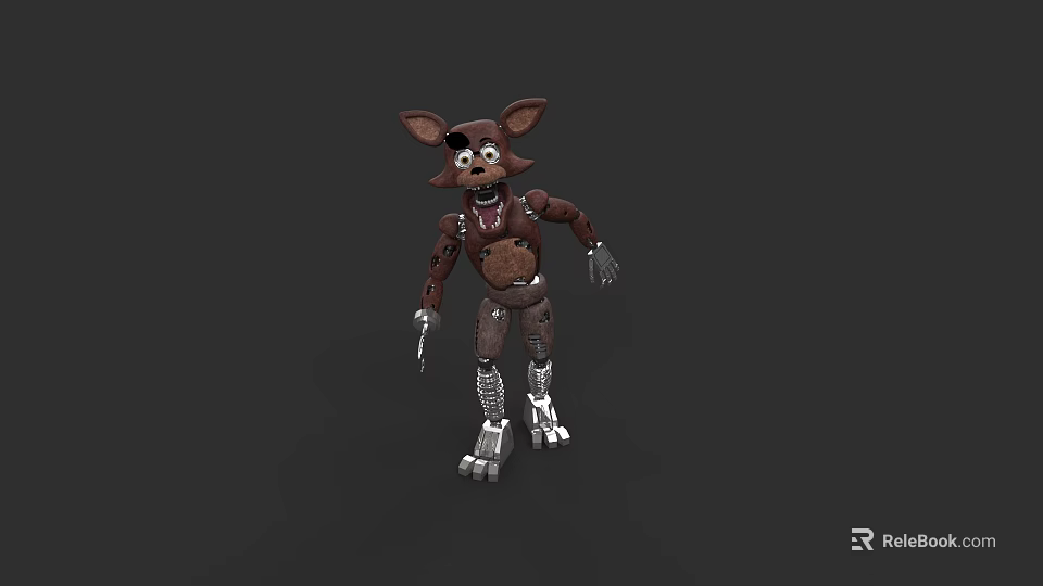Detailed Brown Mechanical Fox Doll With Metal Limbs And Expressive Features 3d model 
