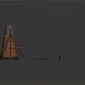 Tripod Traffic Cone And Octagonal Manhole Cover With Chain On White Background