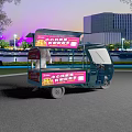 Chinese Food Cart Serving Traditional Snacks In Evening Outdoor Area
