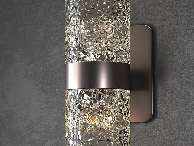Modern Decorative Wall Sconce With Cracked Glass Shade And Brushed Metal Base 3d model