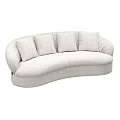 Light Gray Curved Multi Seater Sofa With Fabric Material And Comfortable Cushions 3d model