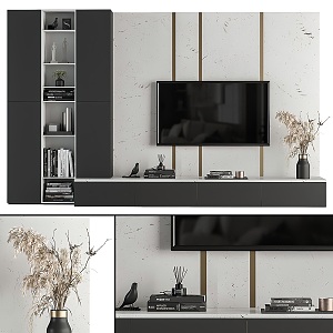 Modern TV background wall 3d model