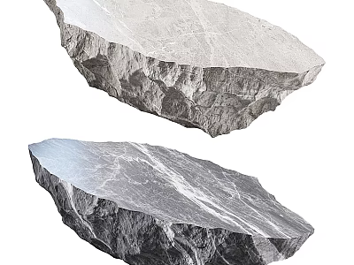 Two Natural Stone Coffee Tables With Light Dark Colors And Raw Textured Edges 3d model
