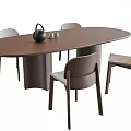 Modern Wooden Oval Dining Table Set with Four Minimalist Matching Chairs