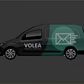 Teal And Gray Living Supplies Delivery Van Featuring Renault VOLEA Envelope Logo