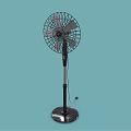 Black Stand Air Conditioning Fan With Metal Blades Adjustable Height And Stable Base