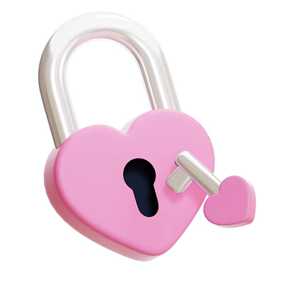 Decorative Ornament Set With Pink Heart Shaped Lock And Key 3d model