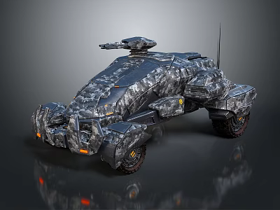 Advanced Armored Combat Vehicle With Futuristic Design Turret Multiple Wheels And Metallic Texture 3d model