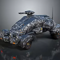 Advanced Armored Combat Vehicle With Futuristic Design Turret Multiple Wheels And Metallic Texture