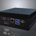 Sleek Black Mini PC with HDMI USB Ports Ethernet and Power Button Design 3d model